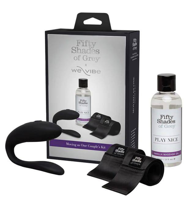 

Набор Moving As One We-Vibe Sync Lite + массажное масло Fifty Shades of Grey Play Nice и повязка для фиксации, черный