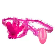 Вибротрусики с вагинальным отростком CalExotics Venus Butterfly Venus Penis с пультом ДУ, розовые