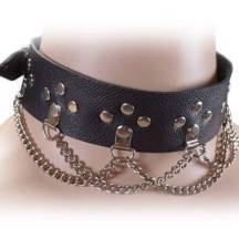 Ошейник узкий с цепочками без подкладки, Подиум, черный. Нет в наличии Ошейник узкий с цепочками без подкладки, Подиум, черный