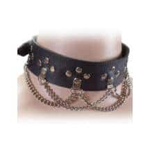 Ошейник узкий с цепочками без подкладки, Подиум, черный. Нет в наличии Ошейник узкий с цепочками без подкладки, Подиум, черный