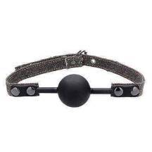 Кляп-шарик из синей джинсовой ткани Shots Ouch, черный