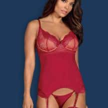 Корсеты Obsessive Rosalyne corset, Бордовый, S/M