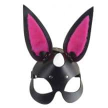 Маска Зайка с меховыми розовыми вставками SITABELLA, черная