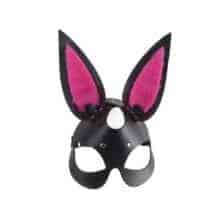 Маска Зайка с меховыми розовыми вставками SITABELLA, черная Маска Зайка с меховыми розовыми вставками SITABELLA, черная