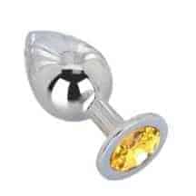 Анальная пробка с желтым кристаллом  Erotic Fantasy High Sky большая, серебристый
