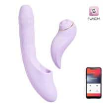 Многофункциональный вибратор 5 в 1 Svakom DuoGlow со съёмным клиторальным таппинг-стимулятором и нагревом, сиреневый