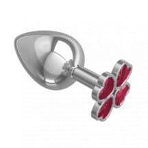 Анальная пробка с малиновыми стразами Silver Shamrock, серебряная. Нет в наличии Анальная пробка с малиновыми стразами Silver Shamrock, серебряная