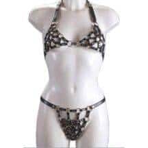 Лиф и трусики из черной кожи, OS. Нет в наличии Лиф и трусики из черной кожи, OS