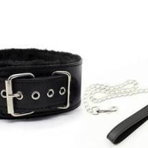 Ошейник из эко-кожи с цепью Джага-Джага, черный