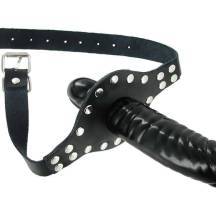 Кляп со страпоном XR Brands Ride Me Mouth Strict Leather, черный