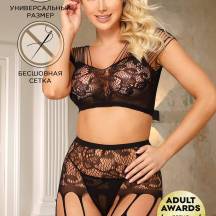 Костюм-сетка топ, чулки, стринги Candy Girl Lotus черный, OS. Нет в наличии Костюм-сетка топ, чулки, стринги Candy Girl Lotus черный, OS