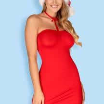 Сорочка Obsessive Kissmas chemise Red, Красный, S/M