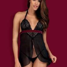 Сорочка Obsessive Rossita babydoll, Чёрный, L/XL