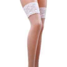 Чулки с кружевной резинкой Passion, белые, сетка, размер 1/2. Нет в наличии Чулки с кружевной резинкой Passion, белые, сетка, размер 1/2