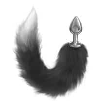 Анальная пробка Lola Toys Diamond Starlit, серебристая с чёрно-белым хвостом Анальная пробка Lola Toys Diamond Starlit, серебристая с чёрно-белым хвостом