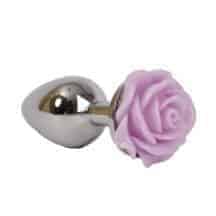 Анальная пробка с розой 4sexdream, 7.6 см, сиреневый
