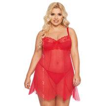 Ночная сорочка и стринги SoftLine Collection Carla XL, красные