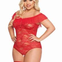 Боди SoftLine Collection Kamila, красный, XXXL