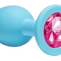 Анальная пробка Lola Games Emotions Cutie Medium, голубая с розовым стразом Анальная пробка Lola Games Emotions Cutie Medium, голубая с розовым стразом