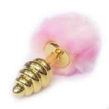 Анальная пробка LoveToys Butt Plug S с розовым хвостом ребристая, золотая. Нет в наличии Анальная пробка LoveToys Butt Plug S с розовым хвостом ребристая, золотая