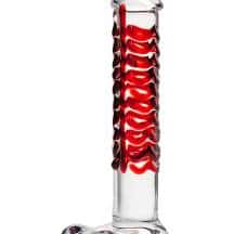 Фаллоимитатор Sexus Glass с красной ребристой поверхностью, бесцветный, 16 см. Нет в наличии Фаллоимитатор Sexus Glass с красной ребристой поверхностью, бесцветный, 16 см