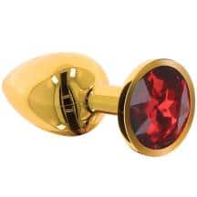 Анальная пробка Taboom с красным кристаллом L, золотистая. Нет в наличии Анальная пробка Taboom с красным кристаллом L, золотистая