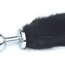 Анальная пробка 4sexdream с черным хвостом, серебристый