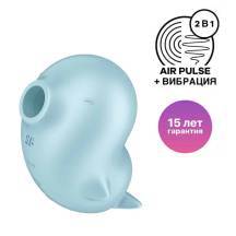 Вакуумный стимулятор клитора с вибрацией Satisfyer Sassy Seal, голубой. Нет в наличии Вакуумный стимулятор клитора с вибрацией Satisfyer Sassy Seal, голубой