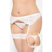 Пояс для Чулок и Стринги Soft Line кружевные белые, XL-XXXL