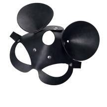 Маска с ушками мышки Pecado BDSM, натуральная кожа, черный