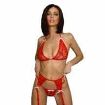 Комплект белья Amor El Barselona бюстгальтер и стринги с поясом S/M, красный. Нет в наличии Комплект белья Amor El Barselona бюстгальтер и стринги с поясом S/M, красный