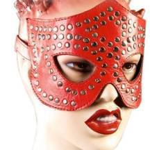 Маска ручной работы Подиум из натуральной кожи, красная