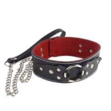 Кожаный ошейник с поводком Sitabella, черный