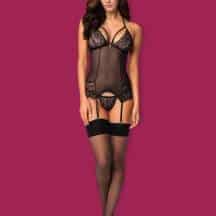 Корсет и трусики черные 838-COR-1 Obsessive, S/M