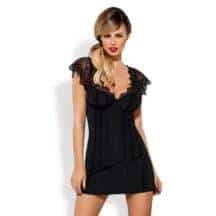 Сорочка с ажурными рукавами и трусики черные Moketta Obsessive, L/XL. Нет в наличии Сорочка с ажурными рукавами и трусики черные Moketta Obsessive, L/XL