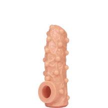 Насадка на член Kokos Nude Sleeve 003 M с подхватом мошонки и открытой головкой, телесная