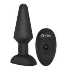 Анальная римминг-пробка b-Vibe Rimming XL с пультом ДУ, черная Анальная римминг-пробка b-Vibe Rimming XL с пультом ДУ, черная