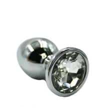 Анальная пробка Kanikule Large, серебристая с бесцветным кристаллом. Нет в наличии Анальная пробка Kanikule Large, серебристая с бесцветным кристаллом