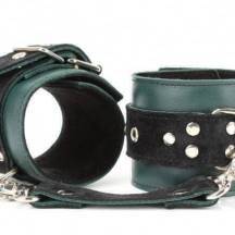 Наножники BDSM Арсенал Lady's Arsenal с замшевым ремешком, изумрудные