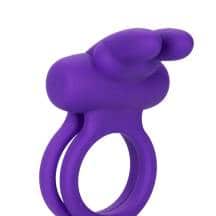 Виброкольцо с подхватом мошонки CalExotics Dual Rockin' Rabbit, фиолетовое