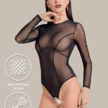 Эротическое боди Waname Apparel Grace с длинными рукавами черное, L. Нет в наличии Эротическое боди Waname Apparel Grace с длинными рукавами черное, L