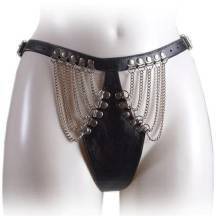 Трусики женские на цепочках черные, OS