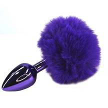 Анальная пробка Kanikule Small с фиолетовым заячьим хвостиком, фиолетовая