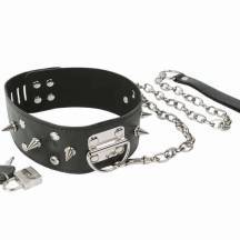 Широкий ошейник с шипами и поводком Пикантные штучки, черный. Нет в наличии Широкий ошейник с шипами и поводком Пикантные штучки, черный