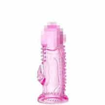 Насадка на член с шипиками и отростком для стимуляции клитора Toyfa, розовая