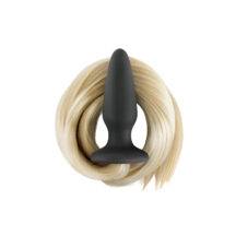 Анальная пробка с хвостом блонд NS Novelties Filly Tails, черная