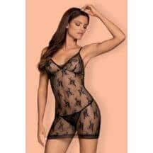 Сорочка Obsessive Jennifairy chemise, Чёрный, L/XL. Нет в наличии Сорочка Obsessive Jennifairy chemise, Чёрный, L/XL