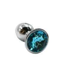 Анальная пробка Kanikule Medium, серебристая с голубым кристаллом. Нет в наличии Анальная пробка Kanikule Medium, серебристая с голубым кристаллом