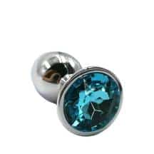 Анальная пробка Kanikule Medium, серебристая с голубым кристаллом