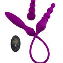 Двухсторонний гибкий вибростимулятор Adrien Lastic 2X с пультом ДУ, фиолетовый